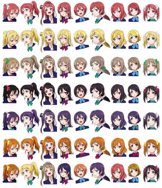 【ラブライブ！】µ’sメンバーの髪色を変えてみたら・・・お前らはどの色が好き？